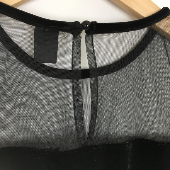 Sexy Y2K Gothic Velour Mesh Top Black Women’s Size M Whimsigoth Long Sleeve - Picture 7 of 10